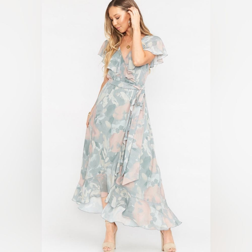 Show Me Your MuMu Jess Ruffle Midi Maxi Floral Dress Size Large *No Sash*